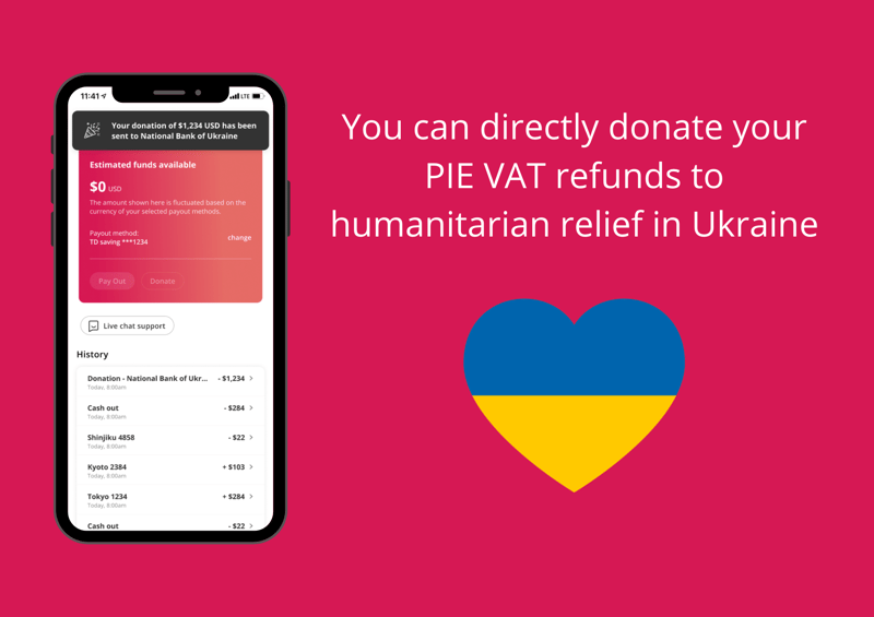 Donate PIE VAT refunds to humanitarian relief in Ukraine